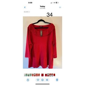 NWT‎ Plus Size embellished Red Sweater By Briggs Holiday Party Christmas